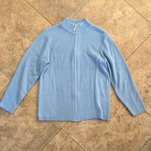 Source Unknown Light Blue Zip-Front Knit Cardigan